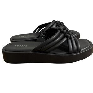 Torrid Crisscross Braided Slide Sandals Sz 10 WW Platform Black NEW
